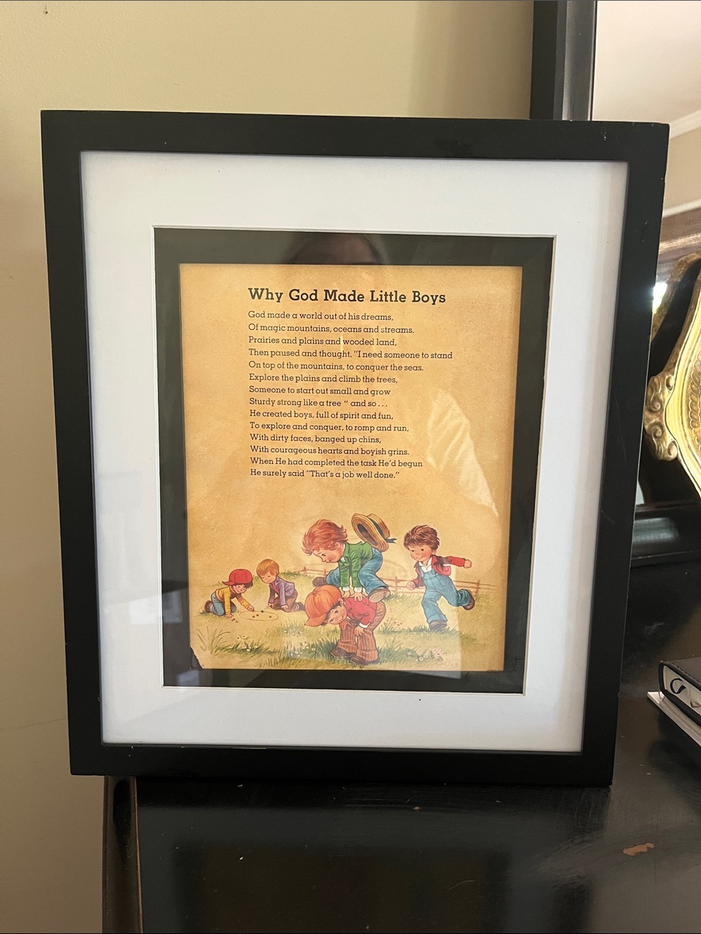 Framed 'Why God Made Little Boys' Wall Art - Black Frame